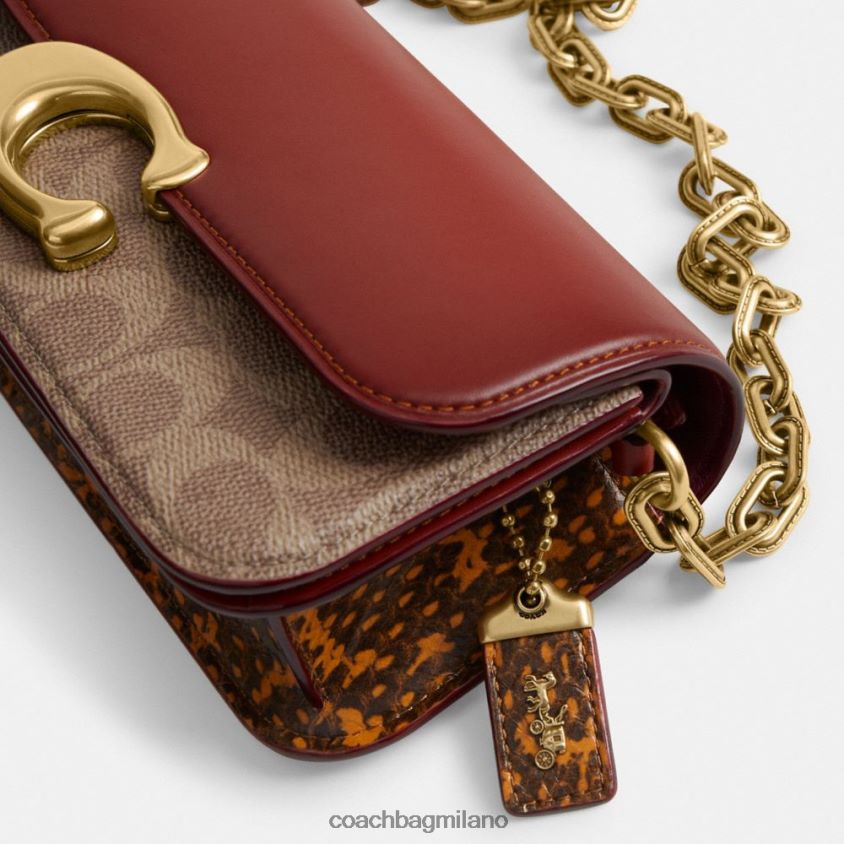 Coach donne borsa idol 23 in tela esclusiva con dettaglio in pelle di serpente b4/ruggine marrone chiaro FPN0Z836