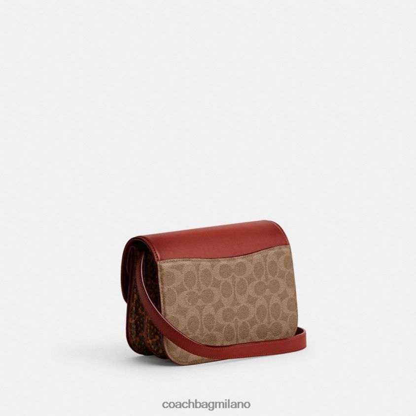 Coach donne borsa idol in tela esclusiva con dettaglio in pelle di serpente b4/ruggine marrone chiaro FPN0Z846