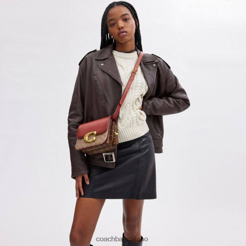 Coach donne borsa idol in tela esclusiva con dettaglio in pelle di serpente b4/ruggine marrone chiaro FPN0Z846