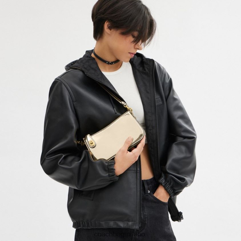 Coach donne Borsa a tracolla Penn in argento metallizzato b4/oro FPN0Z868