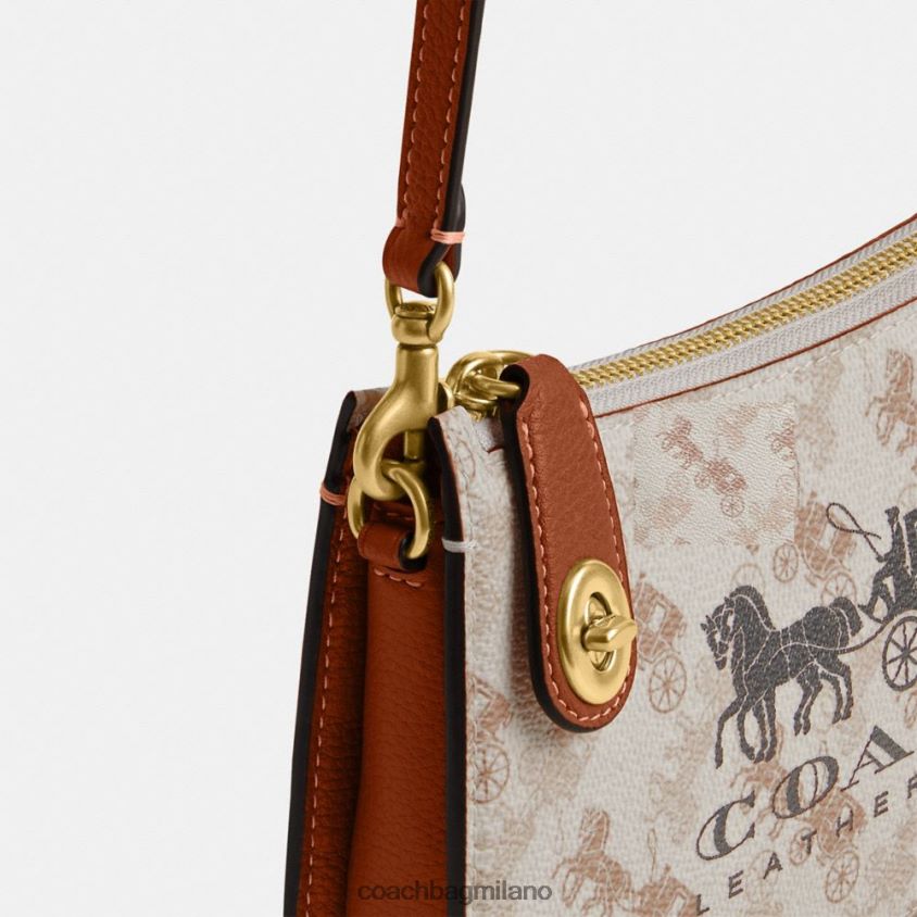 Coach donne borsa a tracolla penn con stampa cavallo e carrozza b4/ambra brunita gesso FPN0Z873