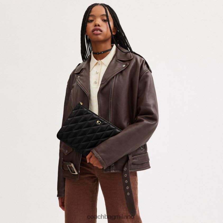 Coach donne pochette 28 con trapuntatura a cuscino b4/nero FPN0Z8308