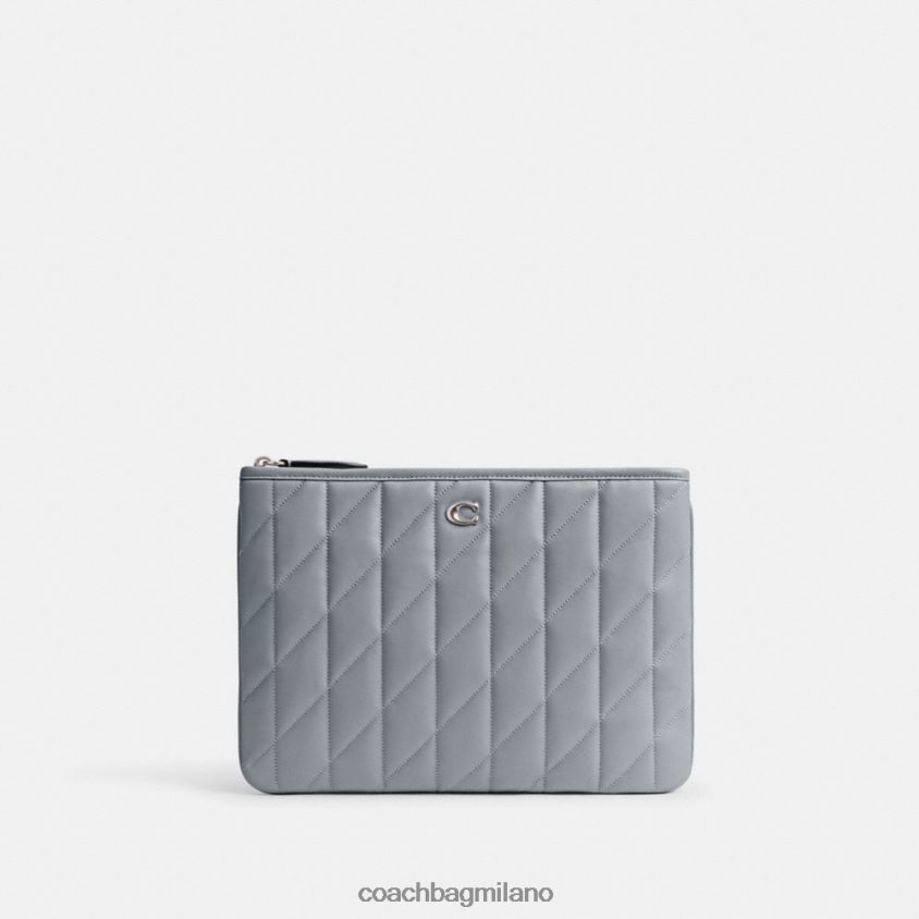 Coach donne pochette 28 con trapuntatura a cuscino sx/grigio blu FPN0Z8309