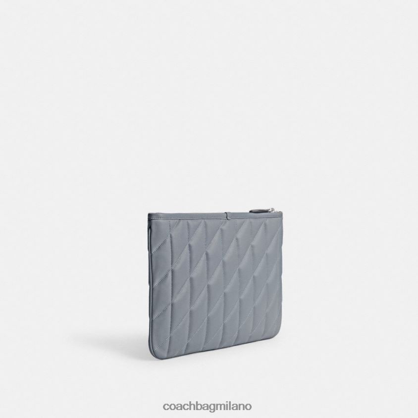 Coach donne pochette 28 con trapuntatura a cuscino sx/grigio blu FPN0Z8309
