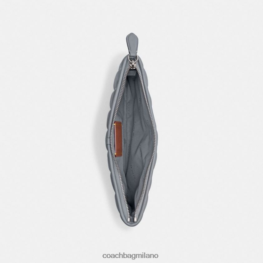 Coach donne pochette 28 con trapuntatura a cuscino sx/grigio blu FPN0Z8309
