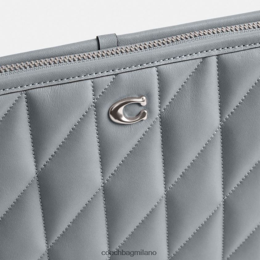 Coach donne pochette 28 con trapuntatura a cuscino sx/grigio blu FPN0Z8309