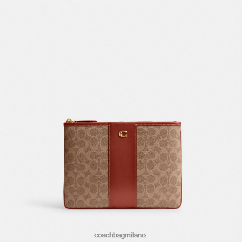 Coach donne pochette 28 in tela esclusiva b4/ruggine marrone chiaro FPN0Z8315