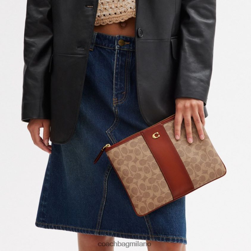 Coach donne pochette 28 in tela esclusiva b4/ruggine marrone chiaro FPN0Z8315