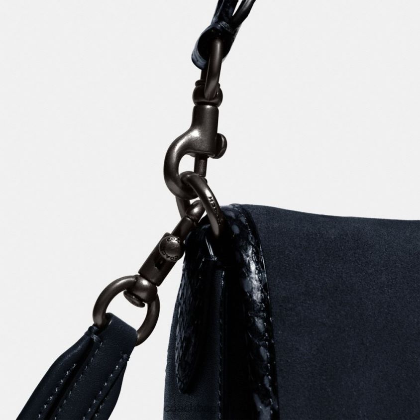 Coach donne morbida borsa a tracolla tabby con dettaglio in pelle di serpente v5/blu notte FPN0Z8121