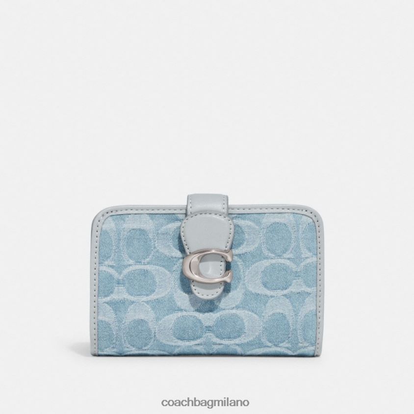 Coach donne portafoglio medio tabby in denim esclusivo sx/azzurro FPN0Z8156