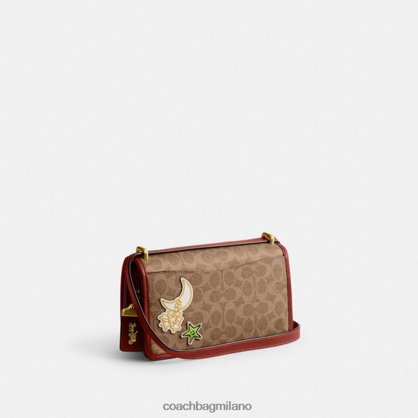 Coach donne borsa a tracolla cosmic coach bandit in tela esclusiva con toppe b4/marrone chiaro ruggine multi FPN0Z8267