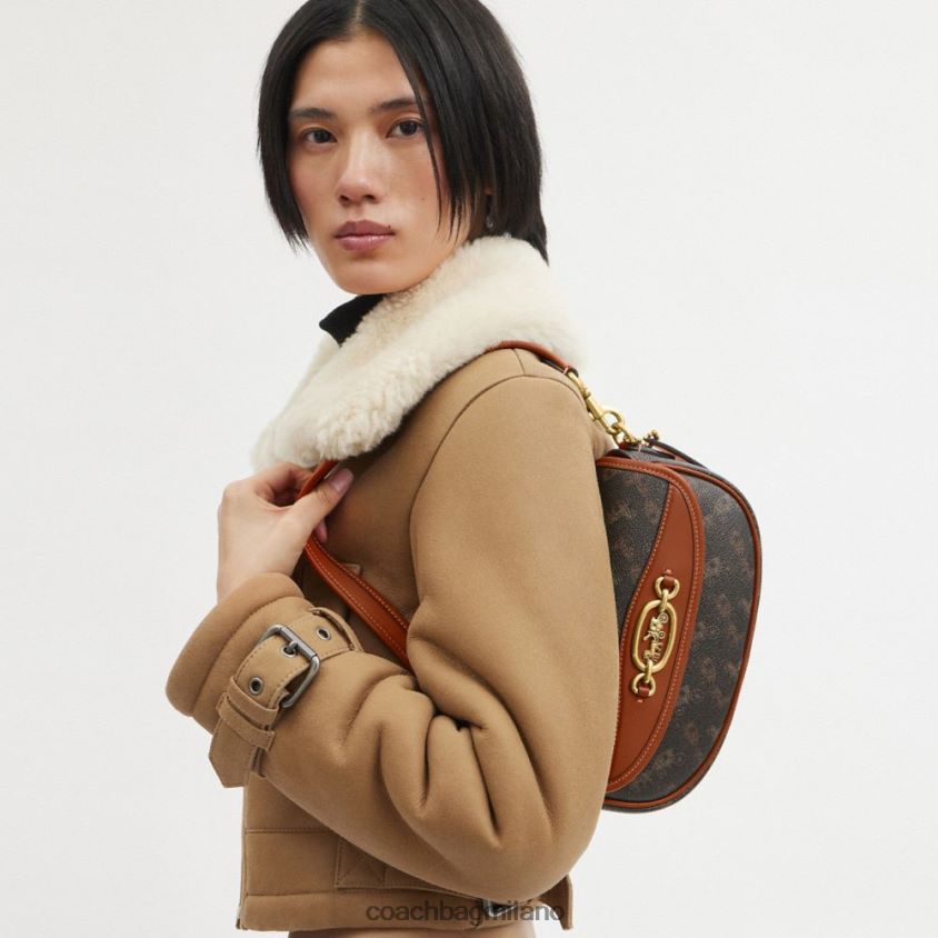 Coach donne borsa a tracolla harley 23 con stampa cavallo e carrozza b4/ambra brunita tartufo FPN0Z8263
