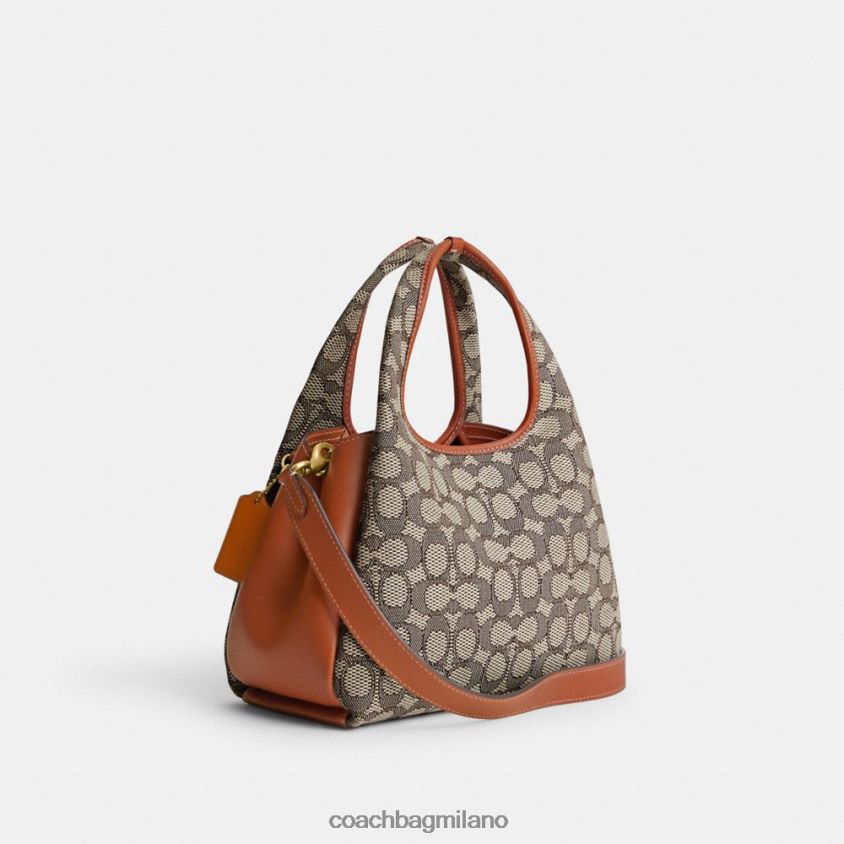 Coach donne borsa a tracolla in lana 23 in caratteristico jacquard b4/cacao brunito amb FPN0Z8272