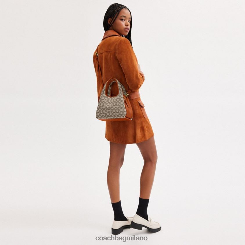 Coach donne borsa a tracolla in lana 23 in caratteristico jacquard b4/cacao brunito amb FPN0Z8272