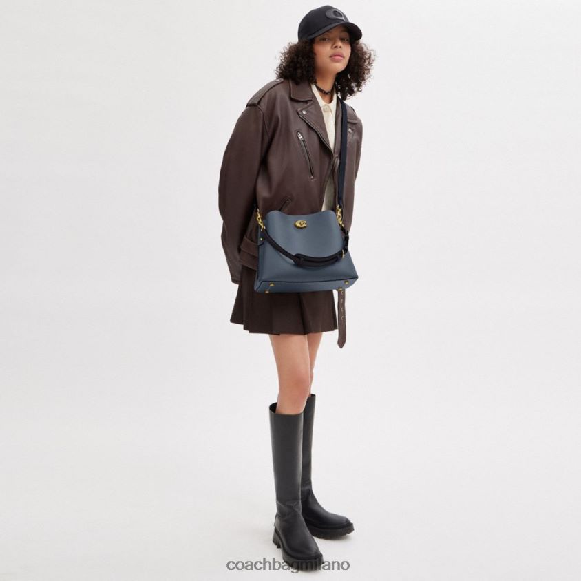 Coach donne borsa a tracolla in salice in colorblock b4/denim FPN0Z8265