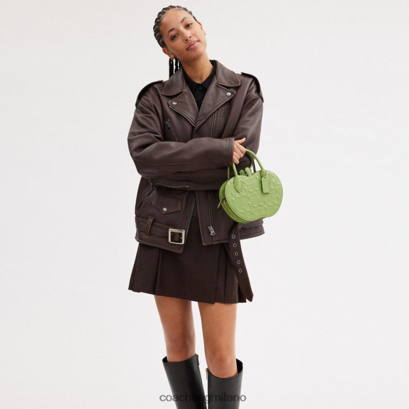 Coach donne borsa Apple in pelle esclusiva b4/verde FPN0Z8236