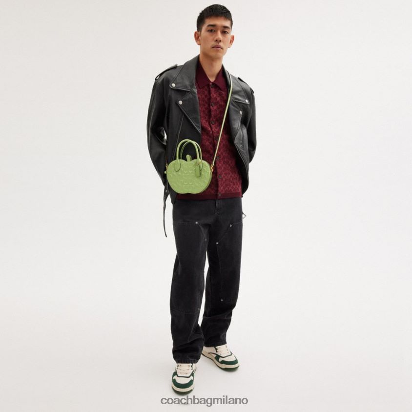 Coach donne borsa Apple in pelle esclusiva b4/verde FPN0Z8236