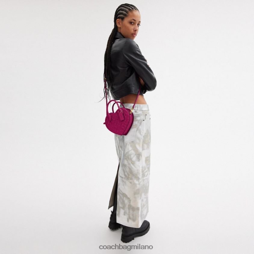 Coach donne borsa a cuore in pelle esclusiva b4/magenta FPN0Z8240