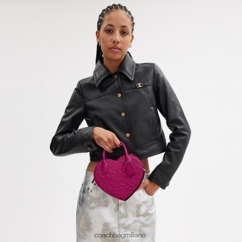 Coach donne borsa a cuore in pelle esclusiva b4/magenta FPN0Z8240