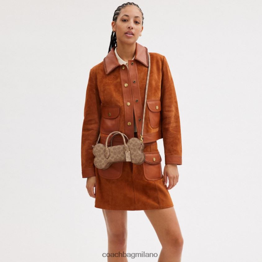 Coach donne borsa in osso in tela esclusiva b4/ruggine marrone chiaro FPN0Z8235