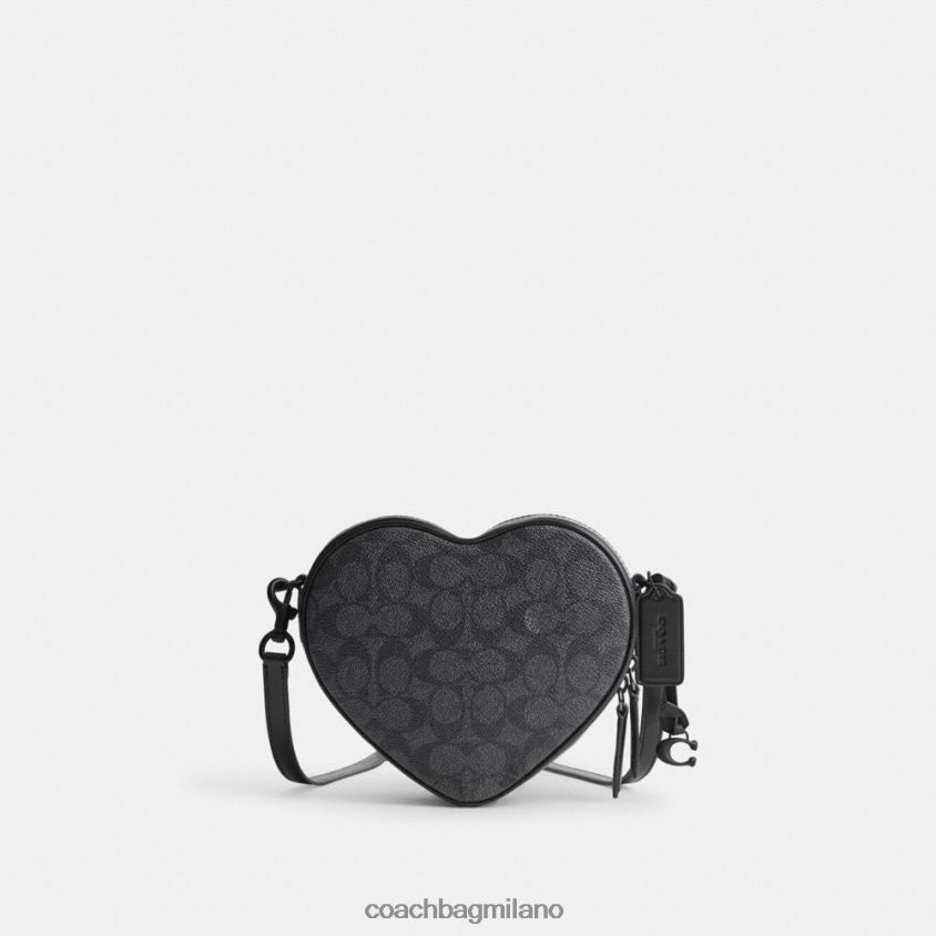 Coach donne tracolla a cuore in tela esclusiva mw/carbone/nero FPN0Z8205