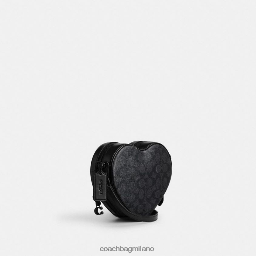 Coach donne tracolla a cuore in tela esclusiva mw/carbone/nero FPN0Z8205