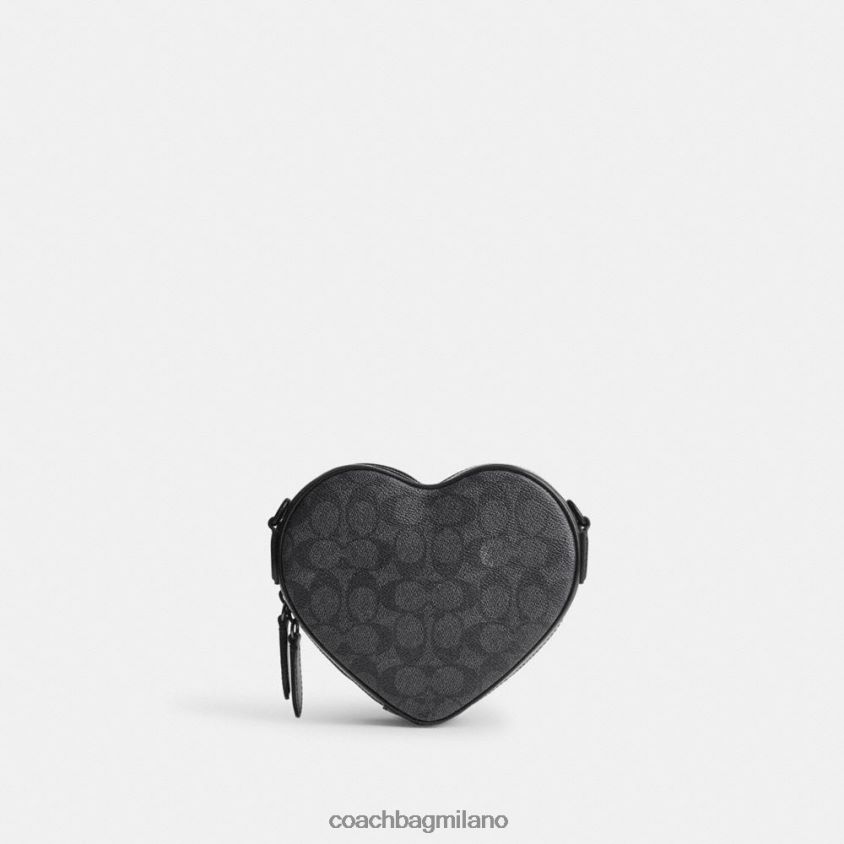 Coach donne tracolla a cuore in tela esclusiva mw/carbone/nero FPN0Z8205
