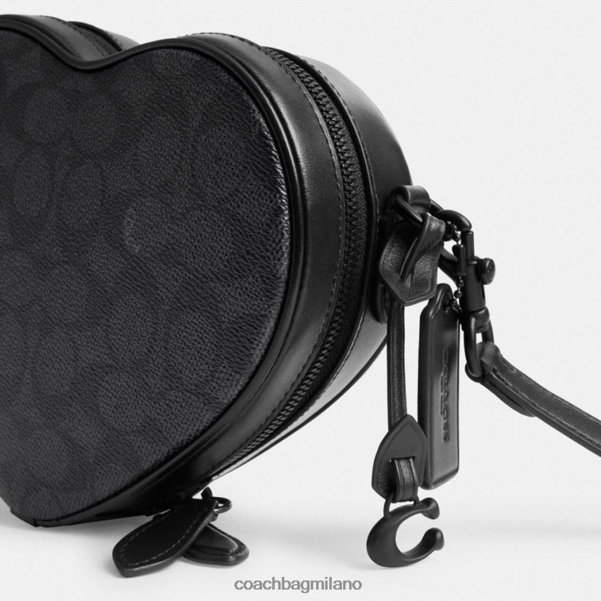 Coach donne tracolla a cuore in tela esclusiva mw/carbone/nero FPN0Z8205