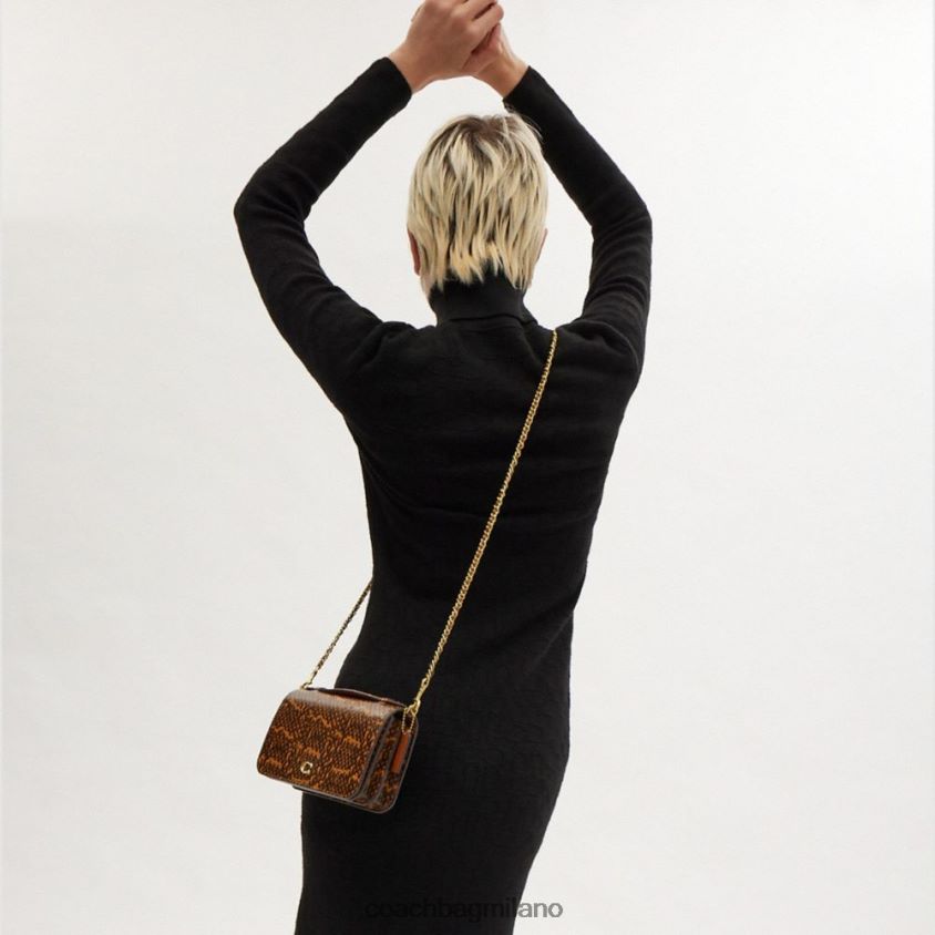 Coach donne tracolla bea in pelle di serpente b4/senape FPN0Z8228