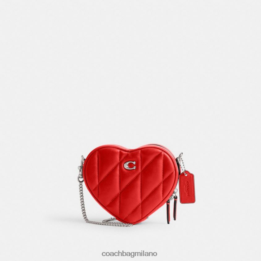 Coach donne tracolla cuore 14 con trapuntatura a cuscino sx/rosso sportivo FPN0Z8202