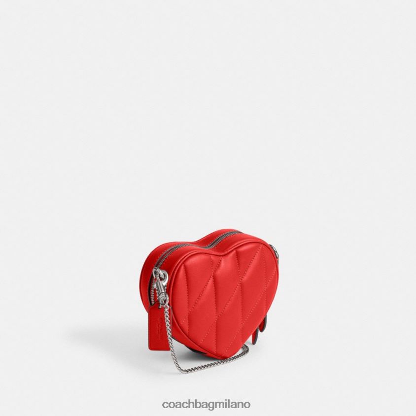 Coach donne tracolla cuore 14 con trapuntatura a cuscino sx/rosso sportivo FPN0Z8202