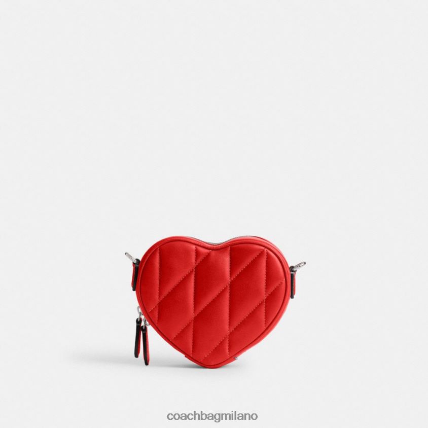 Coach donne tracolla cuore 14 con trapuntatura a cuscino sx/rosso sportivo FPN0Z8202
