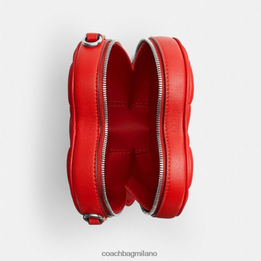 Coach donne tracolla cuore 14 con trapuntatura a cuscino sx/rosso sportivo FPN0Z8202