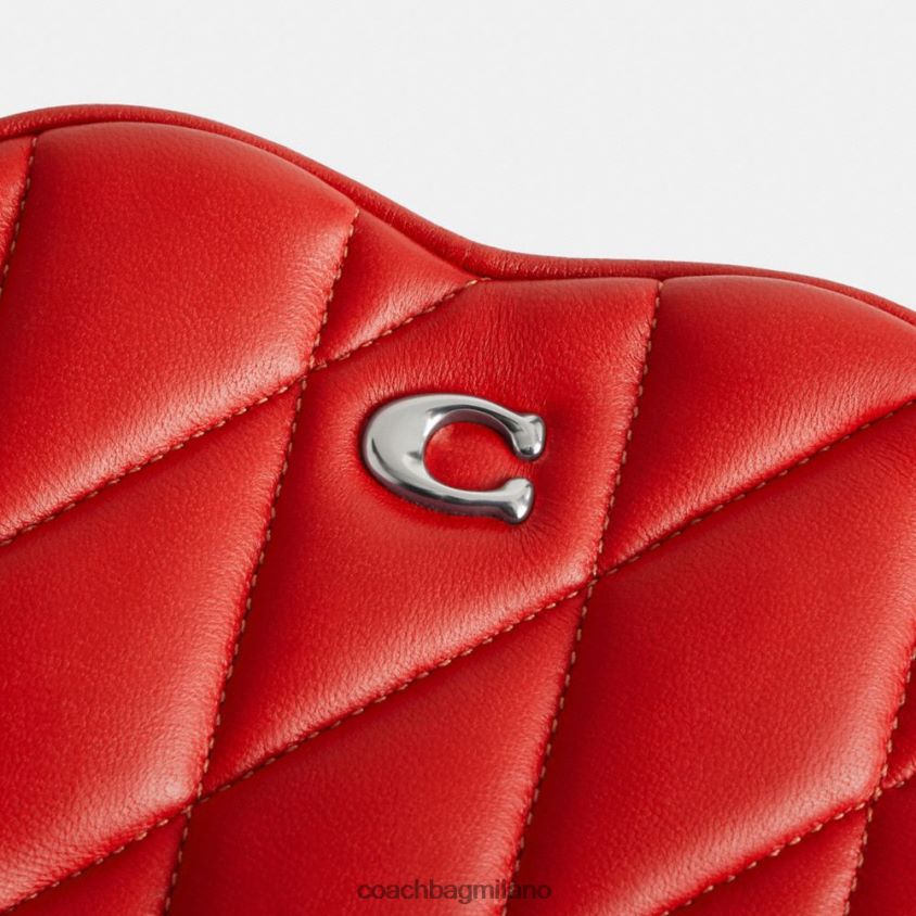 Coach donne tracolla cuore 14 con trapuntatura a cuscino sx/rosso sportivo FPN0Z8202