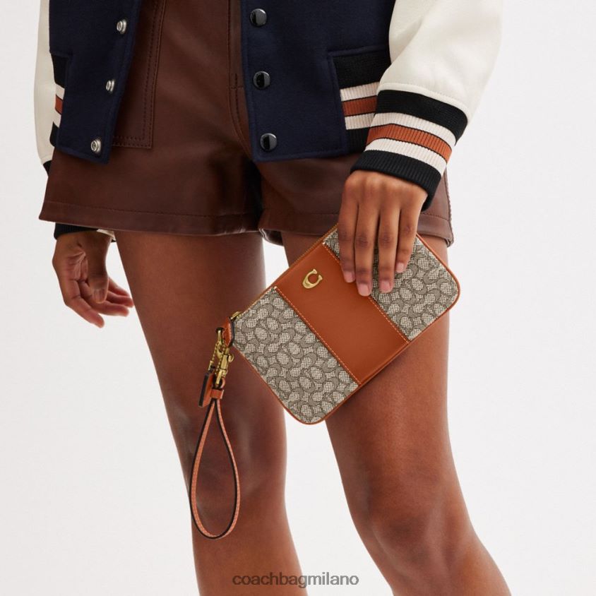 Coach donne piccola pochette in micro jacquard esclusivo b4/cacao brunito amb FPN0Z8362