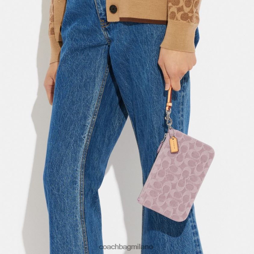 Coach donne piccolo cinturino in denim esclusivo sinistra/viola chiaro FPN0Z8365
