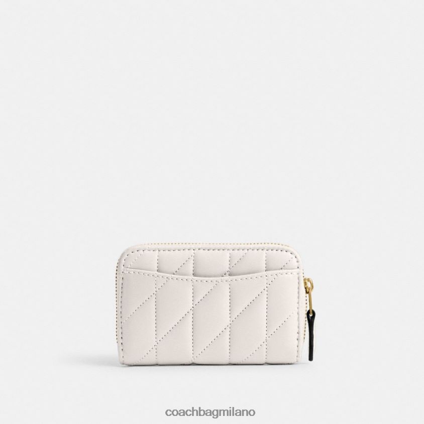 Coach donne piccolo porta carte con cerniera e trapuntatura a cuscino b4/gesso FPN0Z8376
