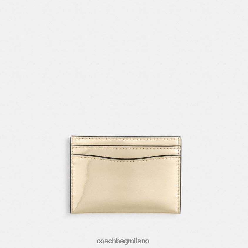 Coach donne porta carte essenziale in argento metallizzato b4/oro FPN0Z8372