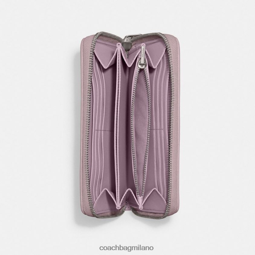 Coach donne portafoglio con zip a fisarmonica in denim esclusivo sinistra/viola chiaro FPN0Z8325