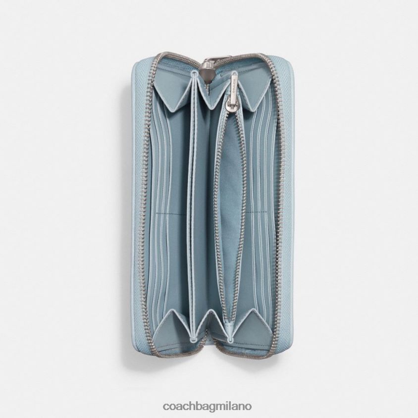 Coach donne portafoglio con zip a fisarmonica in denim esclusivo sx/azzurro FPN0Z8324