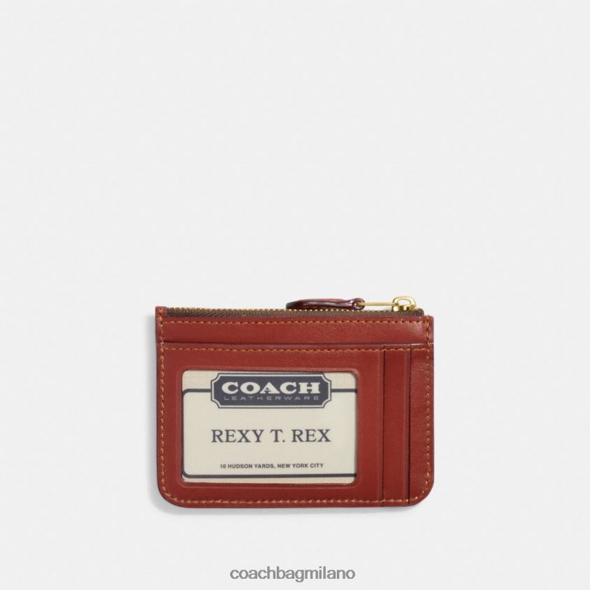 Coach donne mini portadocumenti skinny in tela esclusiva b4/ruggine marrone chiaro FPN0Z8337