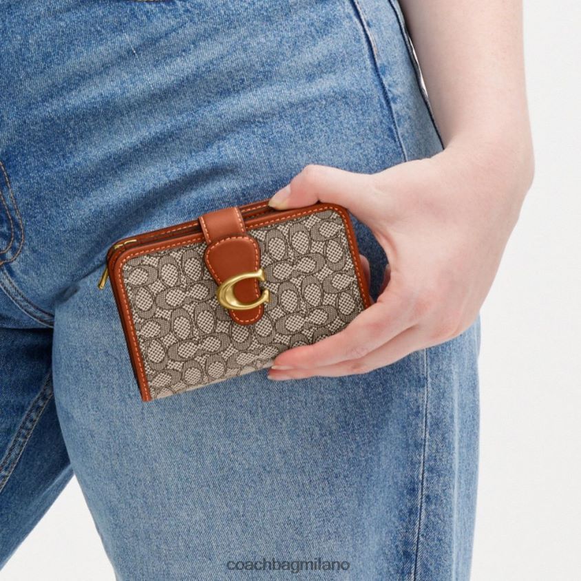 Coach donne portafoglio medio tabby in micro jacquard esclusivo b4/cacao brunito amb FPN0Z8331