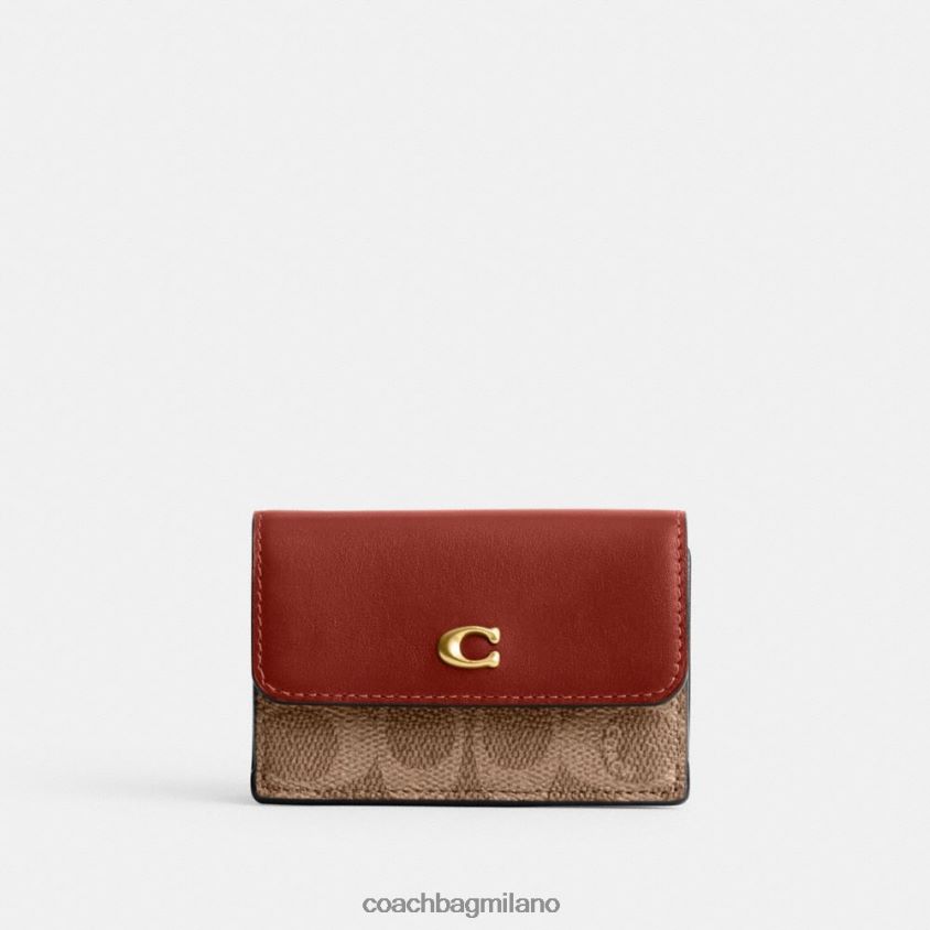 Coach donne portafoglio mini a tre ante in tela esclusiva b4/ruggine marrone chiaro FPN0Z8348