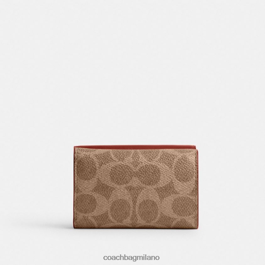 Coach donne portafoglio mini a tre ante in tela esclusiva b4/ruggine marrone chiaro FPN0Z8348