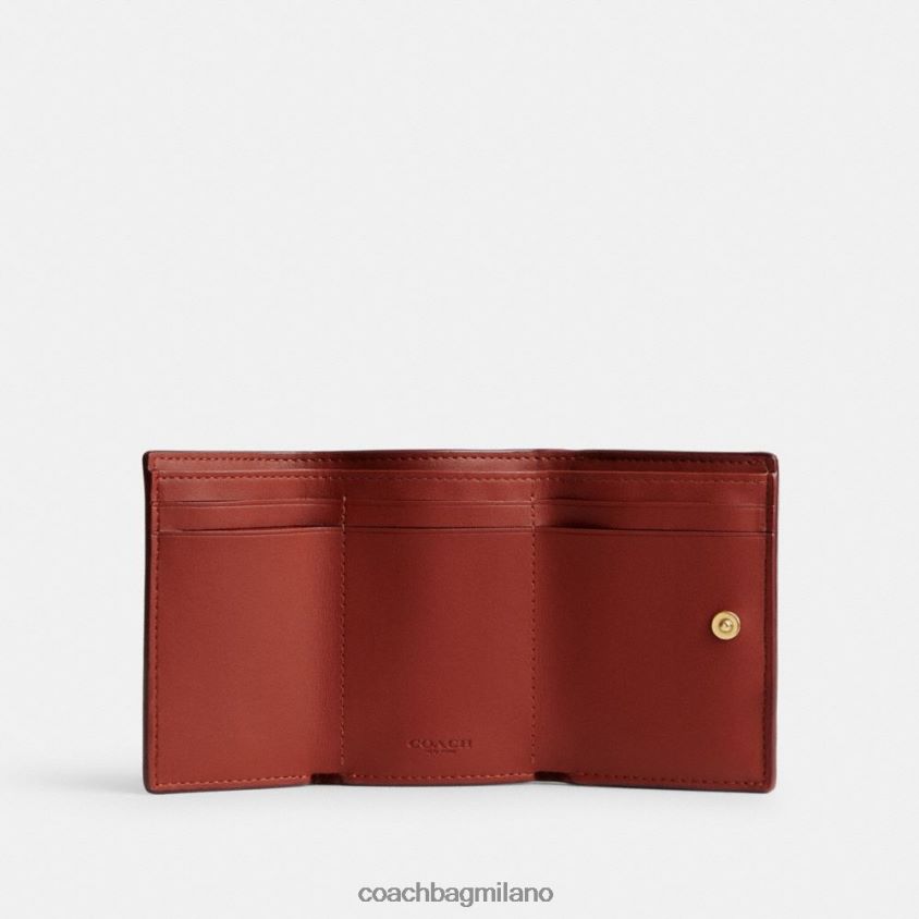 Coach donne portafoglio mini a tre ante in tela esclusiva b4/ruggine marrone chiaro FPN0Z8348