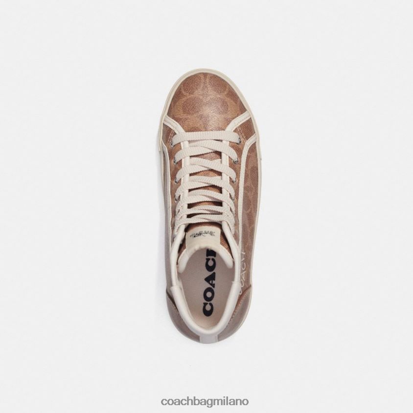 Coach donne sneaker citysole alta con plateau e suola per il capodanno lunare in tela esclusiva con coniglio abbronzatura FPN0Z8427