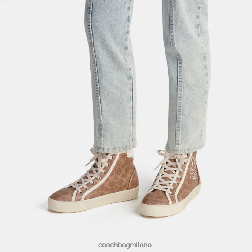 Coach donne sneaker citysole alta con plateau e suola per il capodanno lunare in tela esclusiva con coniglio abbronzatura FPN0Z8427