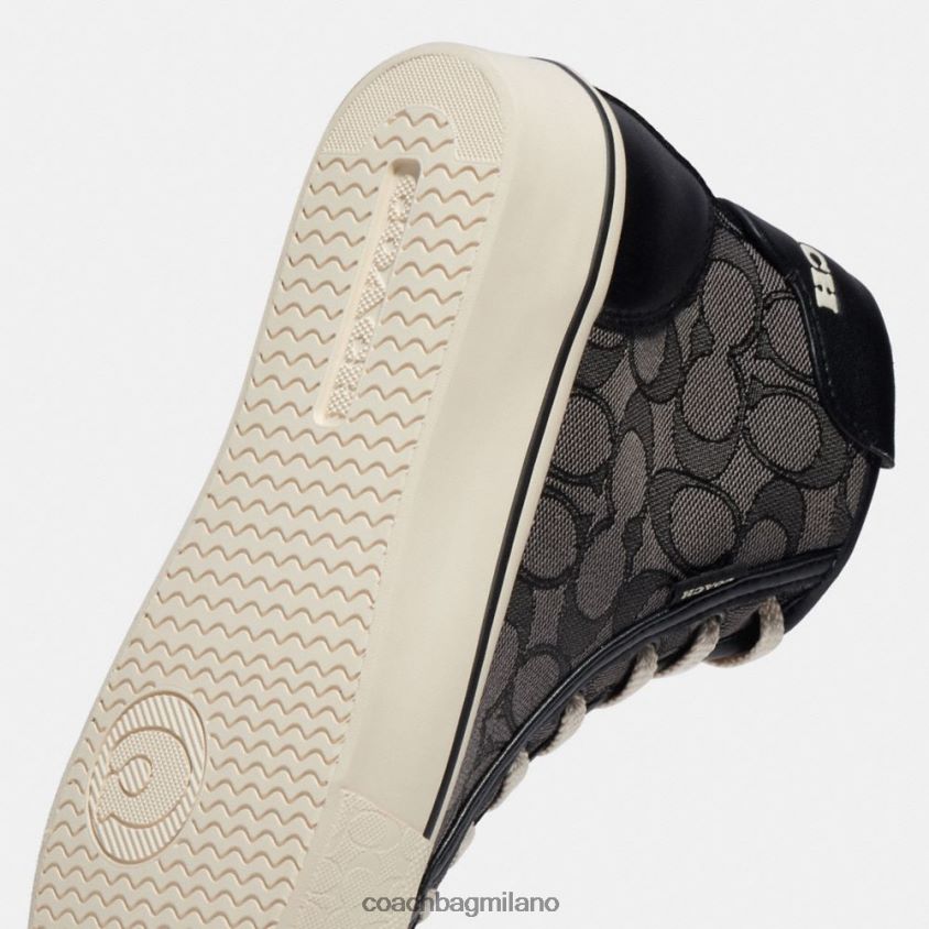Coach donne sneaker citysole alta con plateau in caratteristico jacquard fumo carbone/nero FPN0Z8430