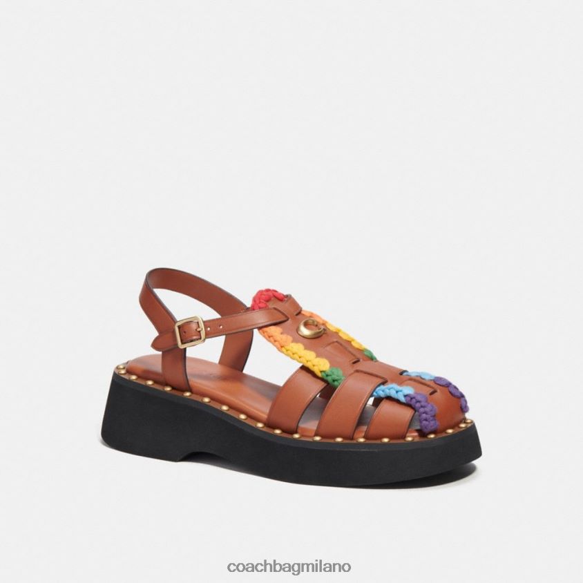 Coach donne sandalo vivienne con uncinetto arcobaleno ambra brunita/arcobaleno FPN0Z8420