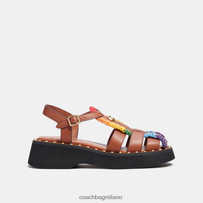 Coach donne sandalo vivienne con uncinetto arcobaleno ambra brunita/arcobaleno FPN0Z8420